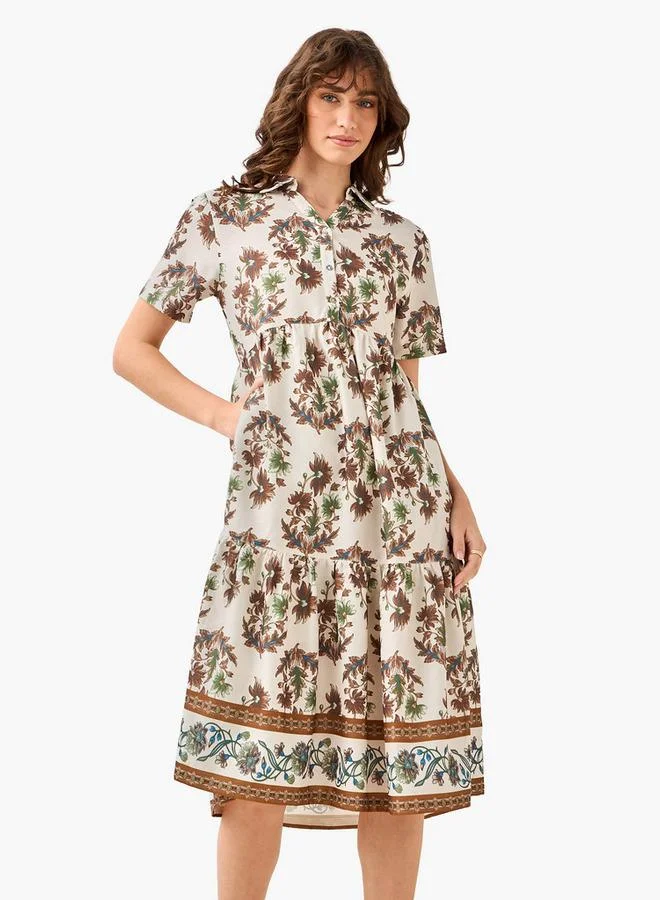 سبلاش فيڤ Floral Print Tiered Women Dress with Pocket